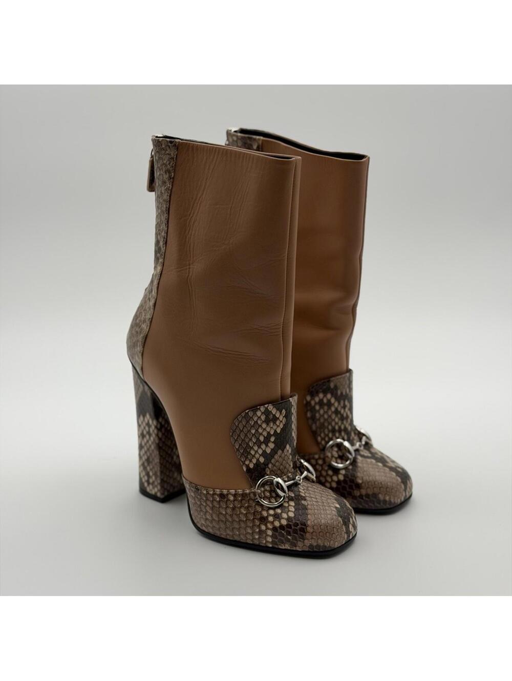 Gucci Python & Leather Ankle Boots – Size 37 - Picture 2 of 8